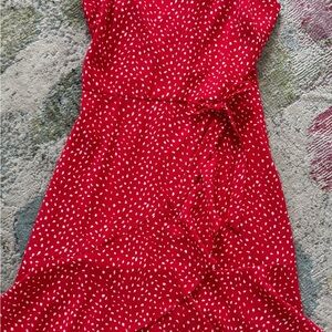 Red Polka Dot Wrap Dress